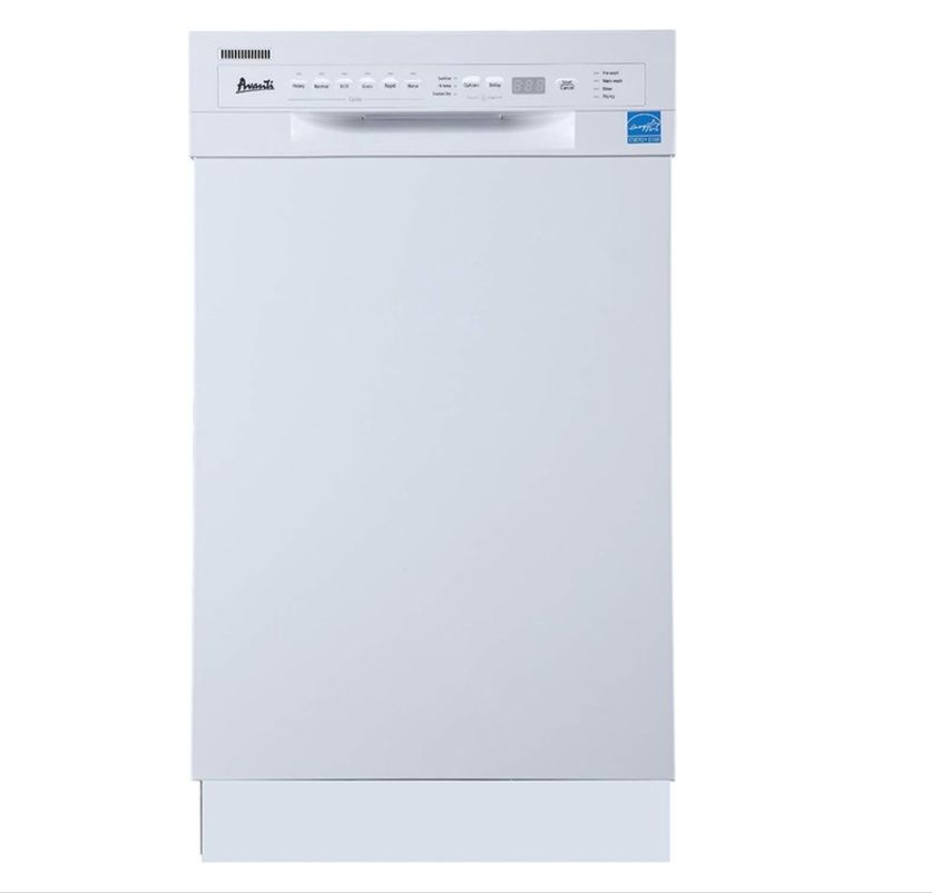 AVANTI 18" Dishwasher Stainless Steel Interior in White