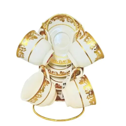 Bene Casa Gold Pattern Espresso Set, 4 Cups BC-99586