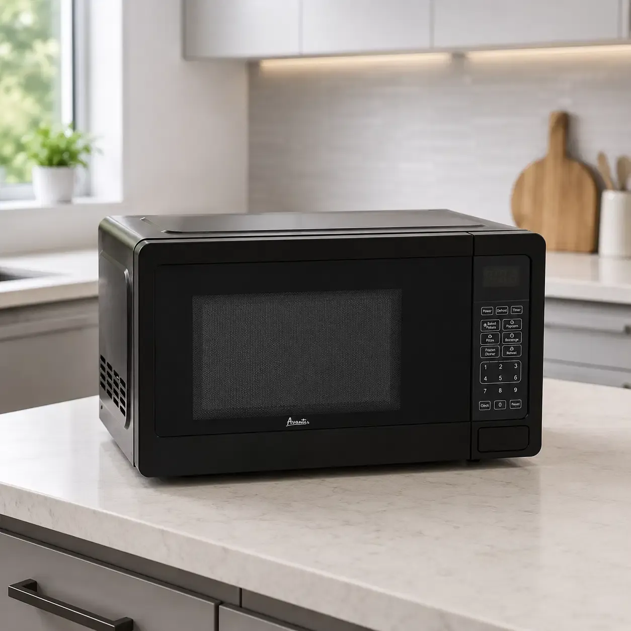 AVANTI 0.7 Cu. Ft. Countertop Microwave Oven, 700W Cooking Power, Electronic Controls, 10 Power Levels, 6 One-Touch Cooking Presets, Speed Defrost, Glass Turntable, Black  MT7V1B