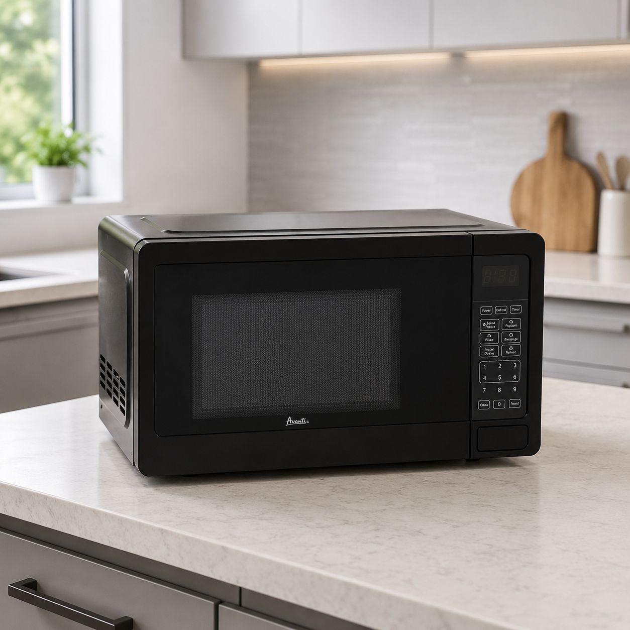 AVANTI 0.7 Cu. Ft. Countertop Microwave Oven, 700W Cooking Power, Electronic Controls, 10 Power Levels, 6 One-Touch Cooking Presets, Speed Defrost, Glass Turntable, Black  MT7V1B