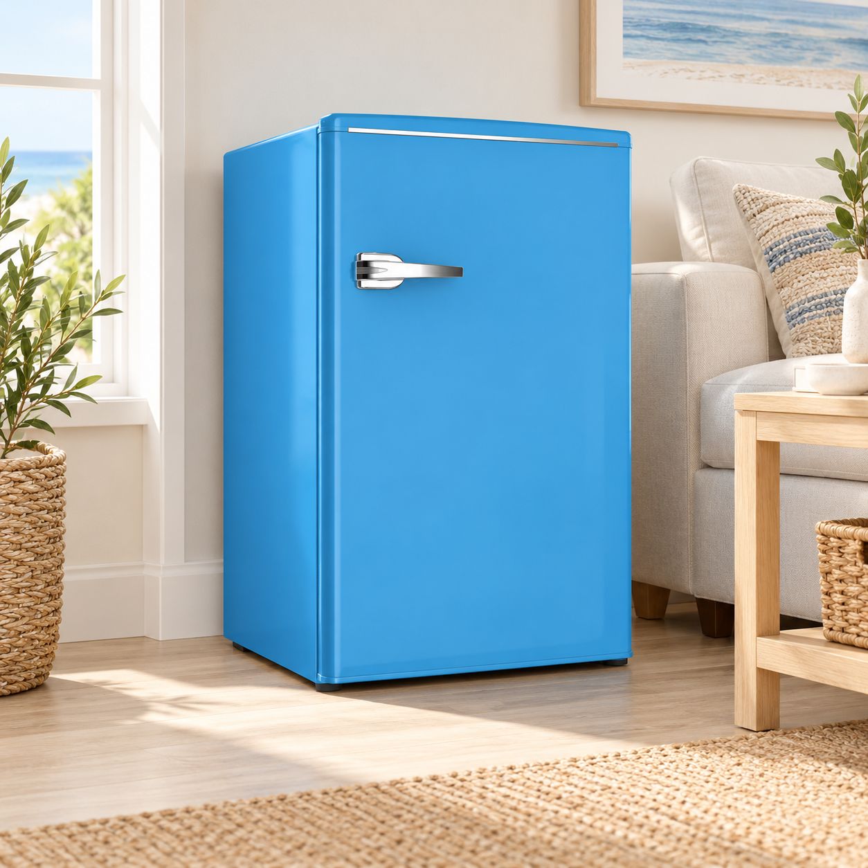 AVANTI 3.1 Cu. Ft. Retro Compact Refrigerator – ENERGY STAR® Certified – Adjustable Glass Shelves – Robin’s Egg Blue – RMRS31X6BL-IS