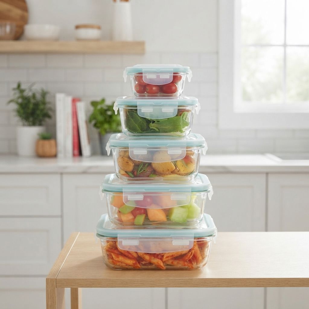 Bene Casa 10-piece glass food storage container set, air tight led containers BC-99424