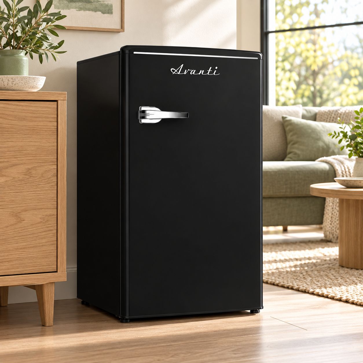 AVANTI 3.1 Cu. Ft. Retro Compact Refrigerator – ENERGY STAR® Certified – Adjustable Glass Shelves – Black – RMRS31X1B-IS
