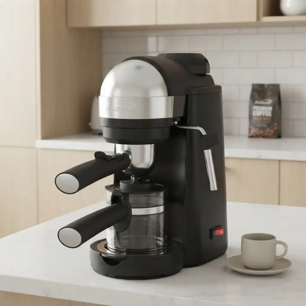 Brentwood Espresso and Cappuccino Maker with Steam Wand, 800W, Up to 4 Servings, Black (GA-135BK)