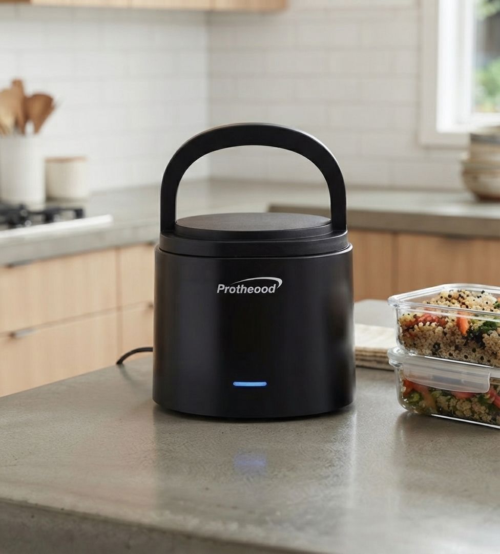 Brentwood Portable Leakproof Electric Lunch Box Warmer, 0.6 L / 20 oz. Stainless Steel Container, 50W, in Black (ELB-600BK)