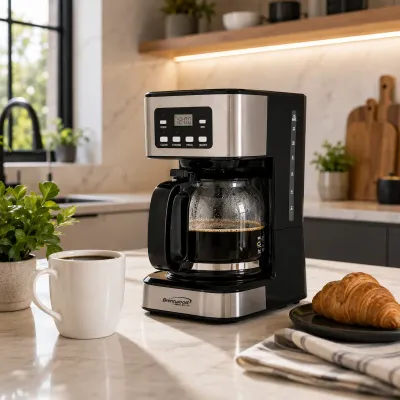 Brentwood 12-Cup Digital Coffee Maker with Programmable Timer &amp; Pause and Serve, 800W, Black (TS-222BK)