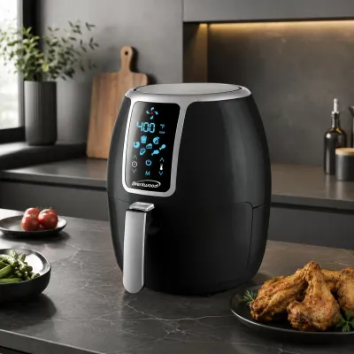 Brentwood Electric Digital Air Fryer, 4 Qt / 3.7 L Capacity, 1400W, Little-to-No-Oil Cooking, Black (AF-400DBK)