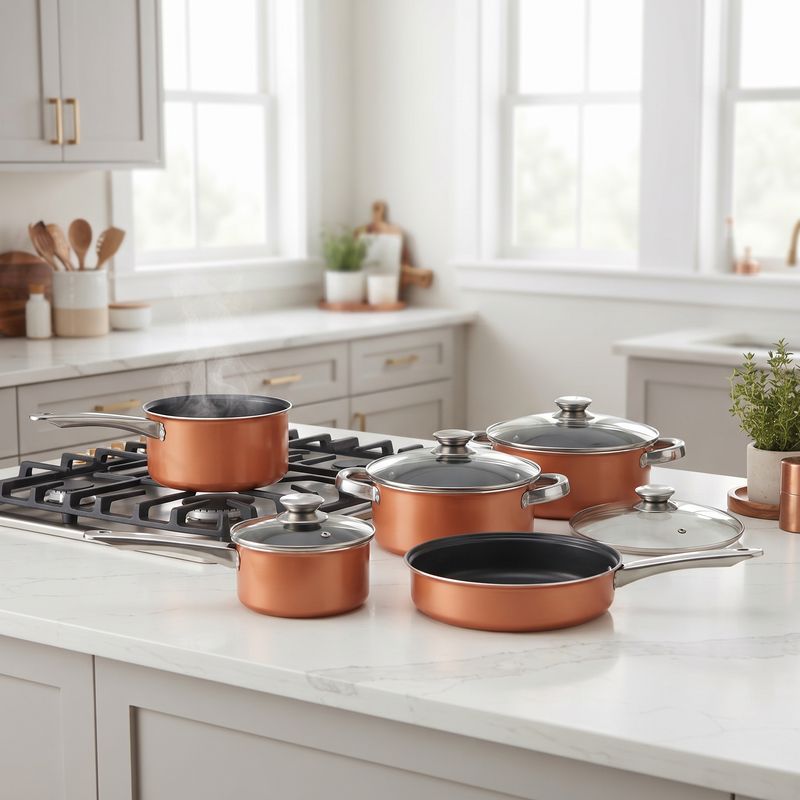 BRENTWOOD 9 Piece Non-Stick Pot Set in Copper