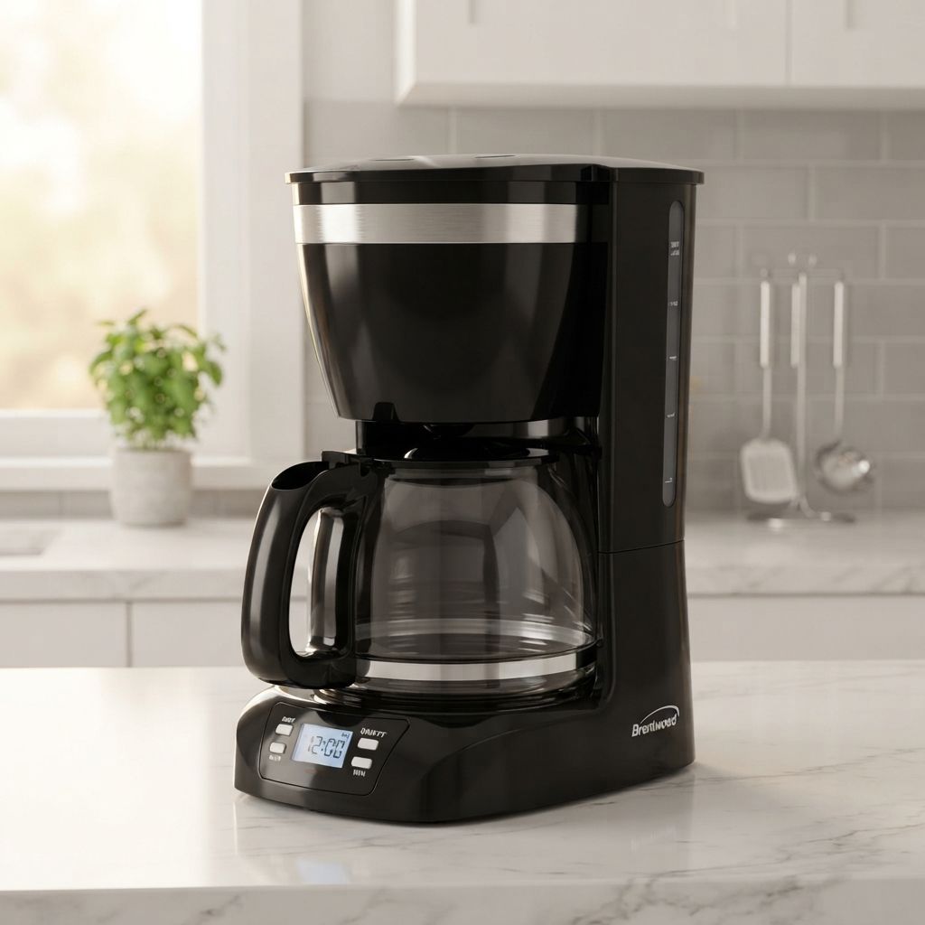 Brentwood Appliances 10-Cup Digital Coffee Maker with Programmable Timer, Pause &amp; Serve, Reusable Filter, Black (TS-219BK)