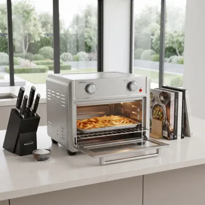 Brentwood 24-Quart Convection Air Fryer Toaster Oven, 1700W with 60-Minute Timer, Adjustable Temp Up to 450°F, Silver (AF-2400SI)
