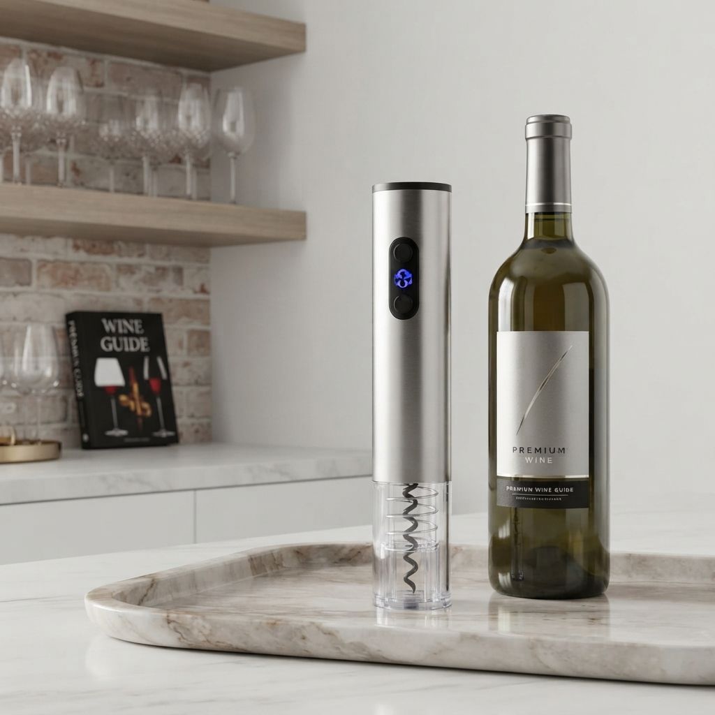 Brentwood Electric Wine Bottle Opener with Foil Cutter, Aerator &amp; Vacuum Stopper Set, Opens 60+ Bottles in 4 Seconds, Silver (WA-2001S)