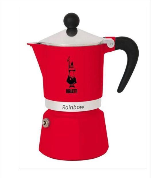 BIALETTI MOKA EXPRESS 6 CUP CLASSIC STOVETOP ESPRESSO MAKER POLISHED ALUMINUM ITALIAN COFFEE MAKER WITH PATENTED SAFETY VALVE HEAT RESISTANT HANDLE AND EASY CLEAN DESIGN SILVER 6 CUP (blackSKU: 9066  , Color: Red