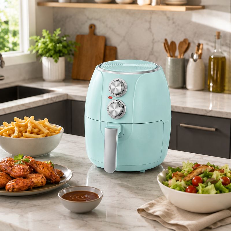 Brentwood Appliances Electric Air Fryer with Little-to-No-Oil Cooking, 3.2-Qt., 1,200-Watt, Blue (AF-300BL)
