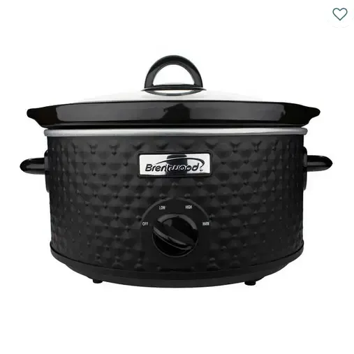 Brentwood 3.5-Qt. Diamond Pattern Slow Cooker with Removable Ceramic Pot &amp; Tempered-Glass Lid, Silver (SC-136BK), Color: Black