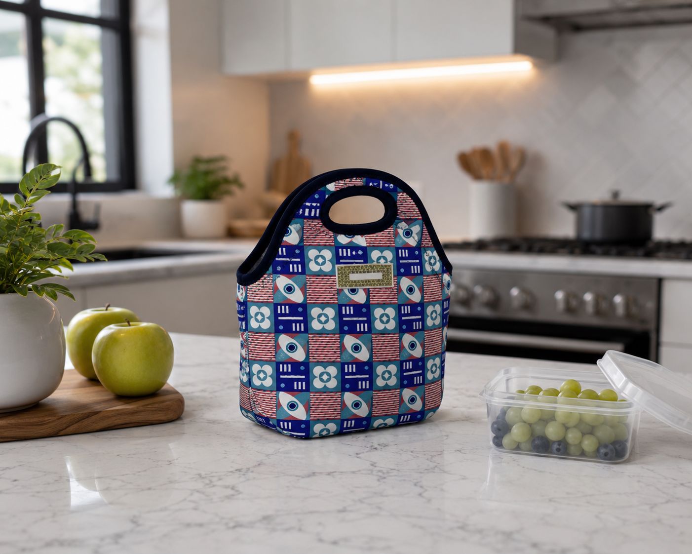 Brentwood Insulated Neoprene Lunch Bag 3-Piece Set - Reusable, Machine Washable, PVC-Free (CB-2020)
