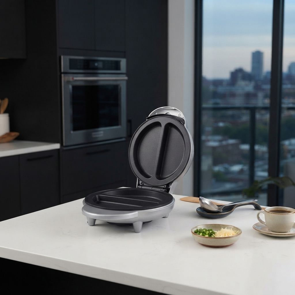 Brentwood Non-Stick Electric Omelet Maker – Cooks 2 Omelets at Once, 1,000W, Cool-Touch Handles, Silver/Black (TS-255)