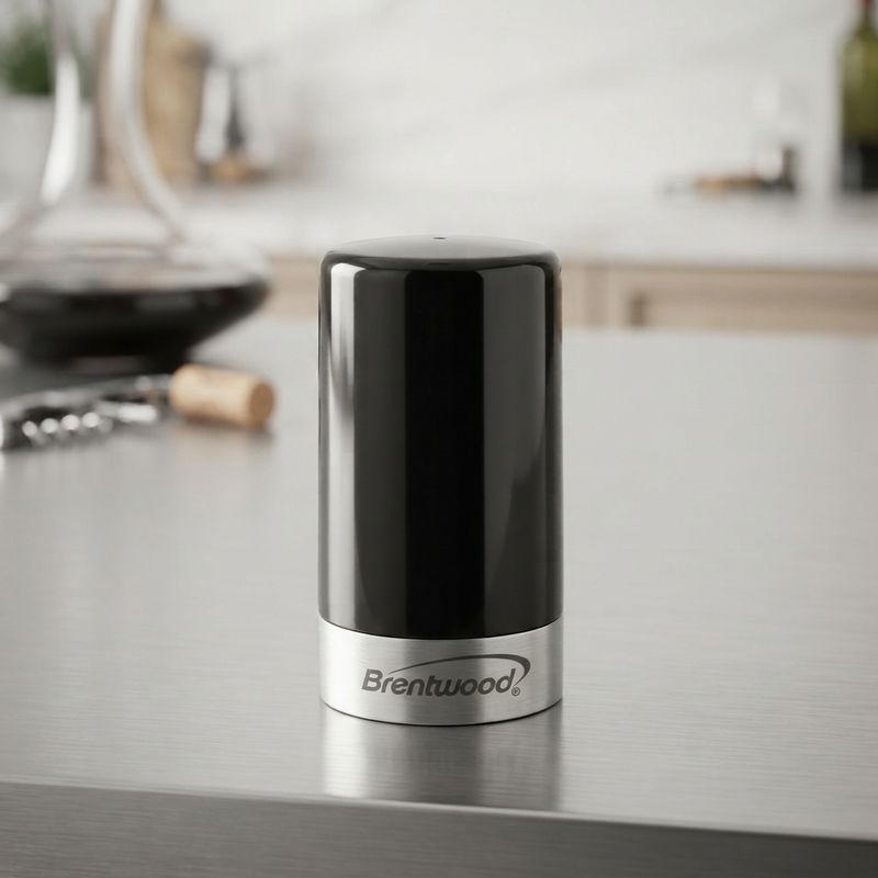 Brentwood Automatic Vacuum Wine Preserver and Bottle Stopper - Portable Plastic Design with Dust-Proof Cover, Black (WA-2000BK)