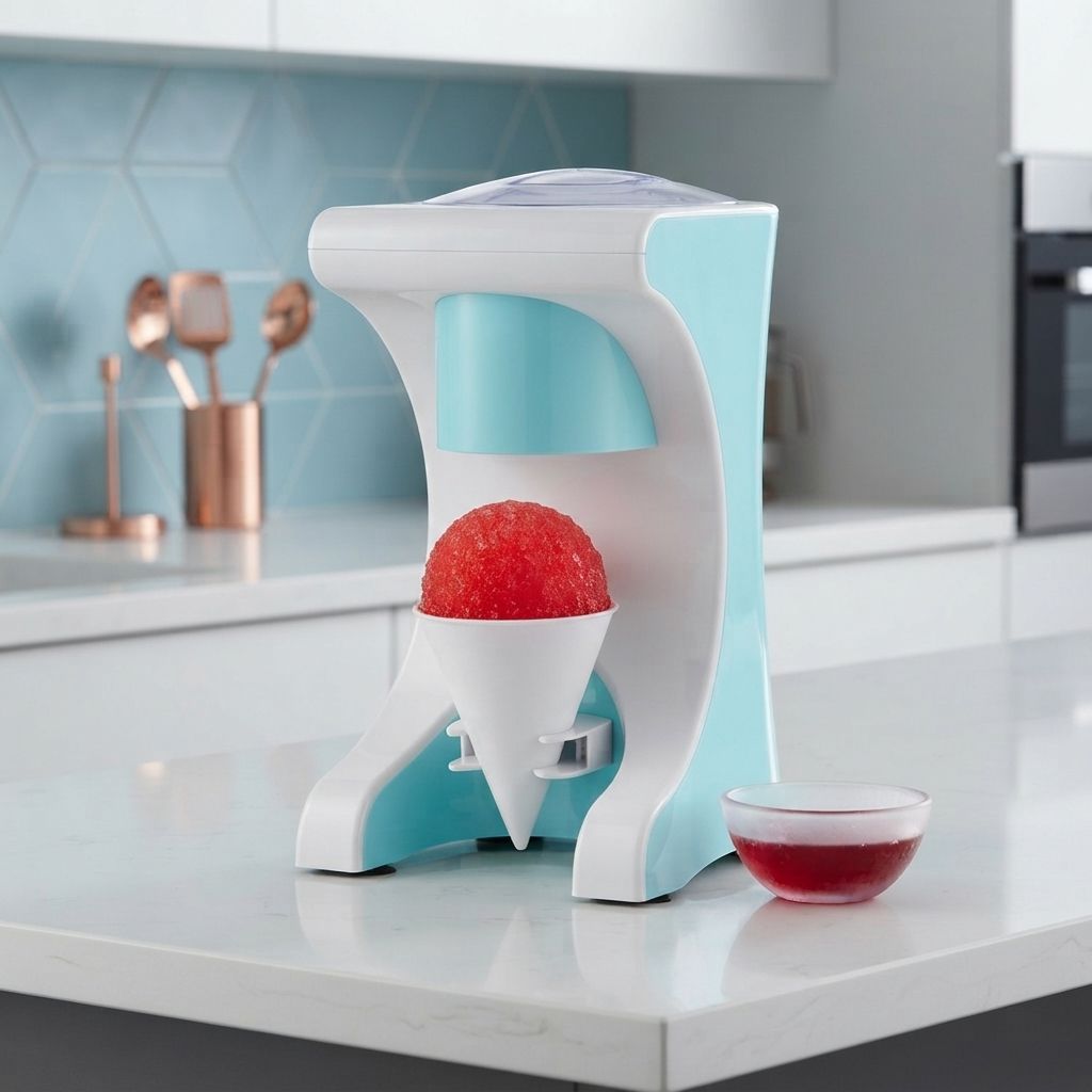 Brentwood Electric Snow Cone Maker &amp; Shaved Ice Machine, 60W, Stainless Steel Blades, Includes 4 Reusable Plastic Cones, Blue (TS-1420BL)