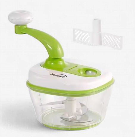 BRENTWOOD 8 Cup Hand Crank Food Processor with Stainless Steel Blades in Green