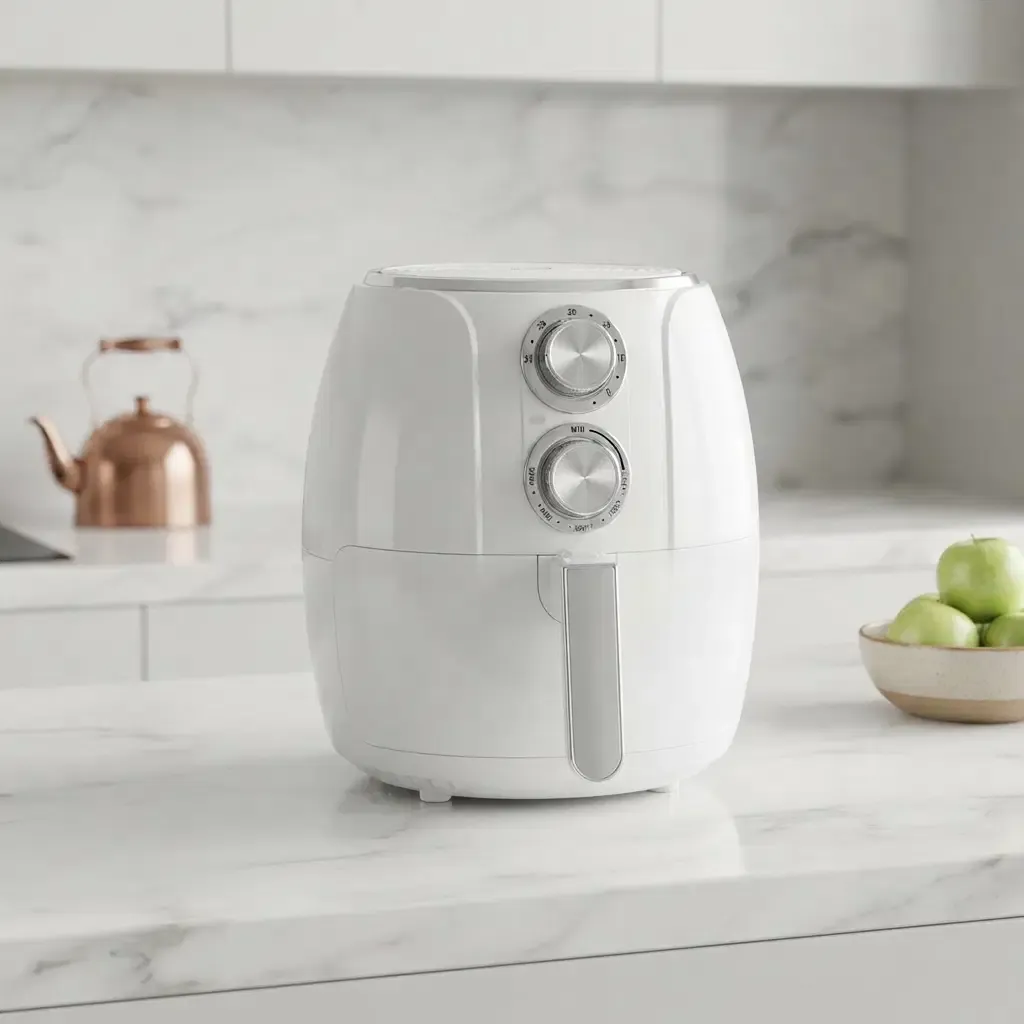 Brentwood Crispy, Less-Oil Cooking Electric Air Fryer 3.6 Qt, 1,200W Hot-Air Circulation Nonstick Basket White (AF-300W)