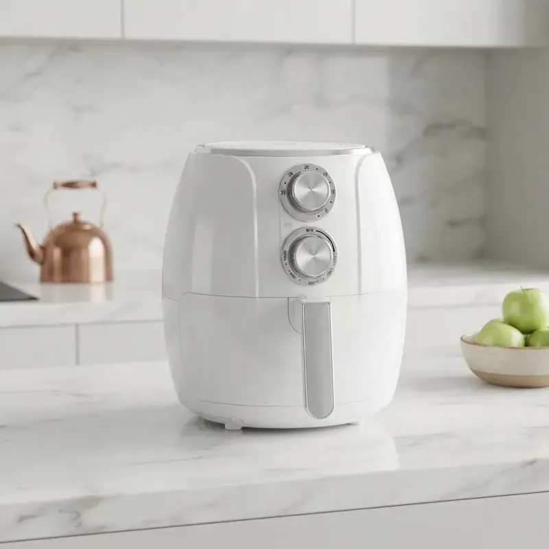 Brentwood Crispy, Less-Oil Cooking Electric Air Fryer 3.6 Qt, 1,200W Hot-Air Circulation Nonstick Basket White (AF-300W)