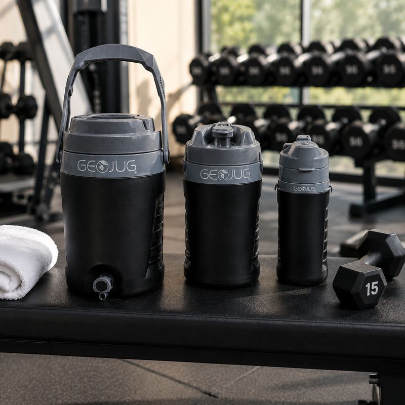BRENTWOOD 3 Piece GeoJug Sports Water Jug Set in Black &amp; Gray
