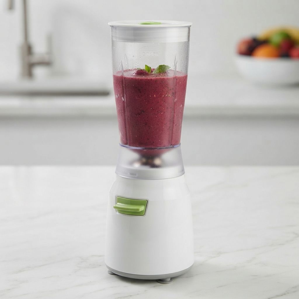 Brentwood Personal Blender, 180W Motor, 14 oz. Capacity, Stainless-Steel Ice-Crushing Blades, White/Green (JB-191)