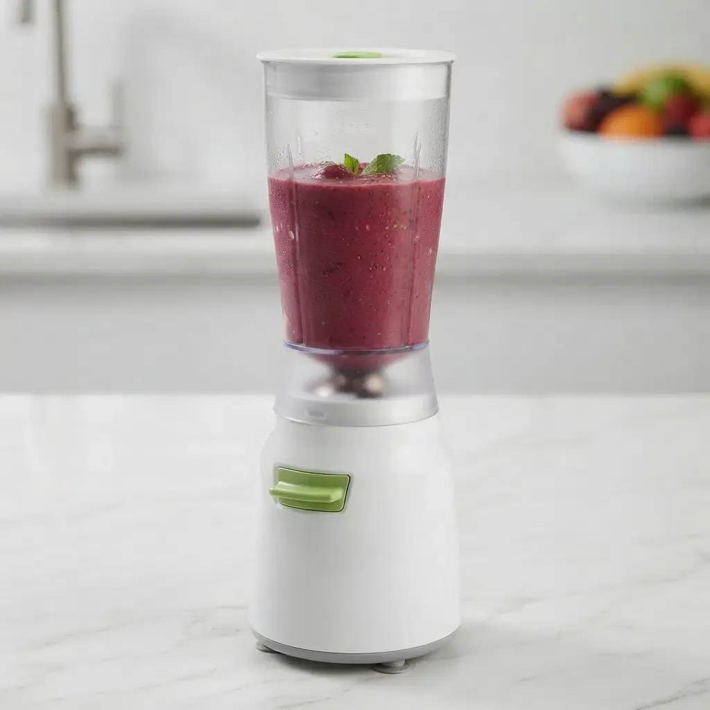Brentwood Personal Blender, 180W Motor, 14 oz. Capacity, Stainless-Steel Ice-Crushing Blades, White/Green (JB-191)
