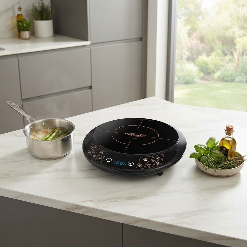 Brentwood Single Electric Induction Cooktop with 1800W Power, Digital Controls, 6 Presets, 3-Hour Timer &amp; Auto Shutoff - Black (TS-391)