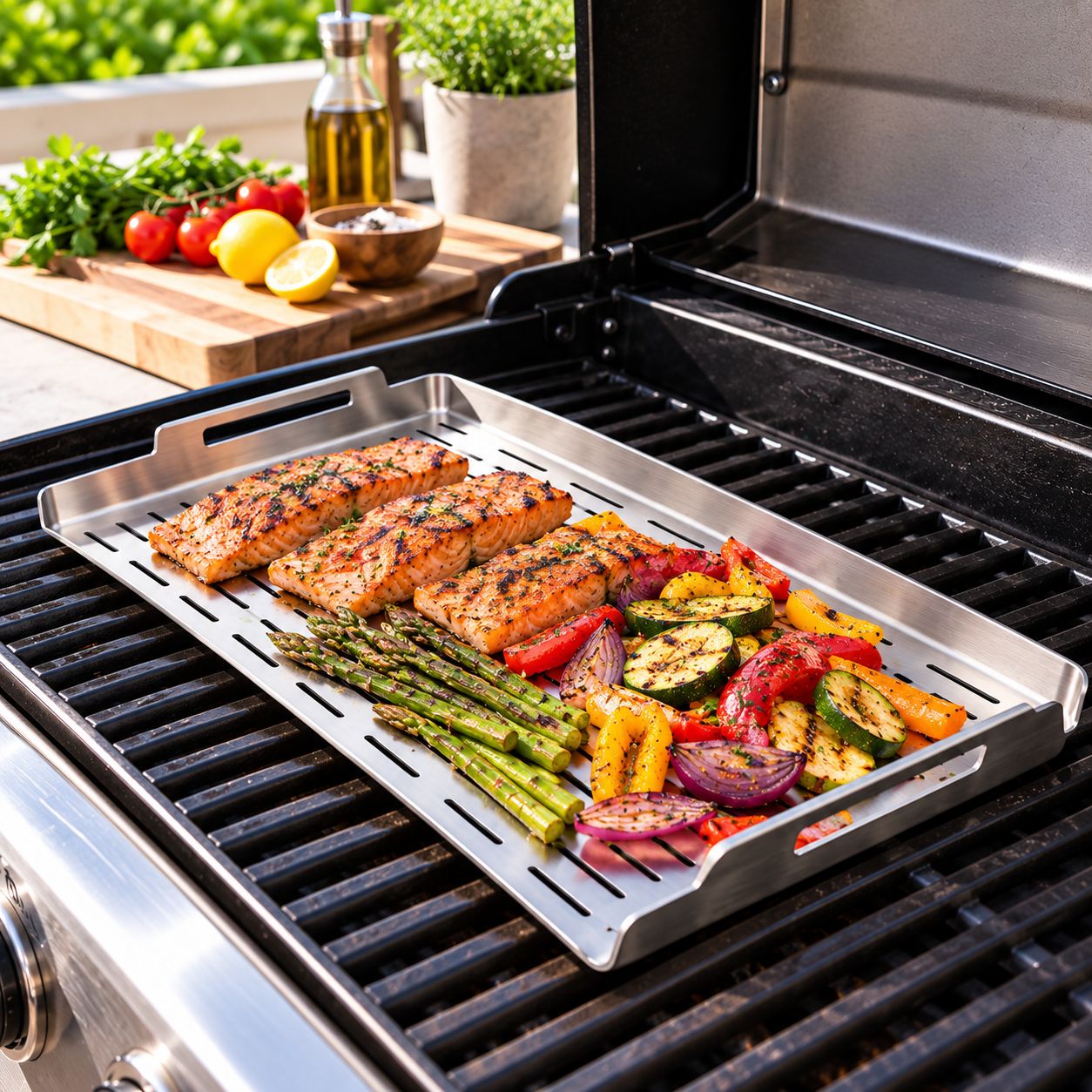 CHAR-BROIL Grill+ Stainless Steel Grill Sheet, Slotted Grill Topper, Silver, Model 5799314R06