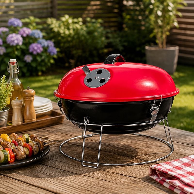 BRENTWOOD 14'' BBQ Grill  With Wire Rack in Red