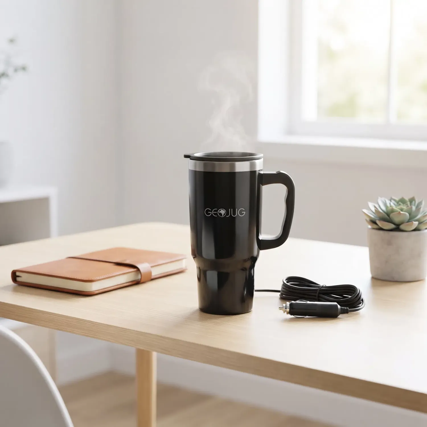 Brentwood Appliances Heated Travel Mug 16 Oz Electric Coffee Mug With 12V Car Plug Stainless Steel Double-Wall Vacuum Insulation Black (CMB-16B)