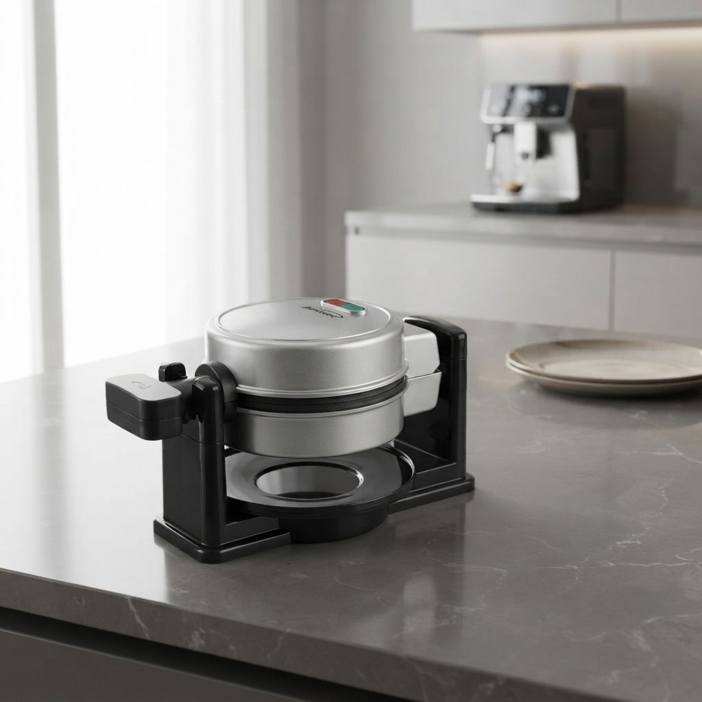 Brentwood Flip Belgian Waffle Maker, 5-Inch Non-Stick Plates, 520W, 180° Flip, Silver (TS-231S)