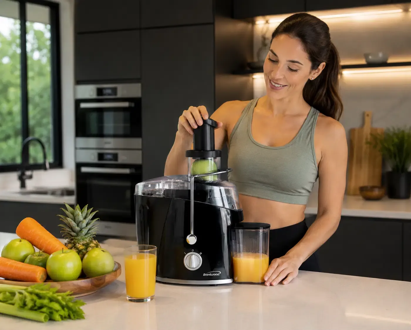 bush de brunt Jusco fit ジャスコ ブラント ブラック 黒 Brentwood Juice Extractor with Graduated Jar, 2-Speed 400w, Black