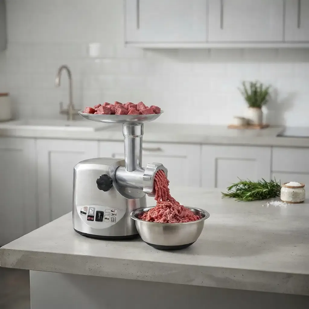 Brentwood Select Heavy-Duty Electric Meat Grinder &amp; Sausage Stuffer, 700W Continuous / 1,800 Peak Watts, Up to 4 Lb./Min., 3 Cutting Plates, Stainless Steel (MG-1800S)