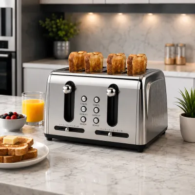 Brentwood 4-Slice Extra Wide Slot Toaster with 1500W and 6 Shade Settings - Silver Stainless Steel (TS-446S)