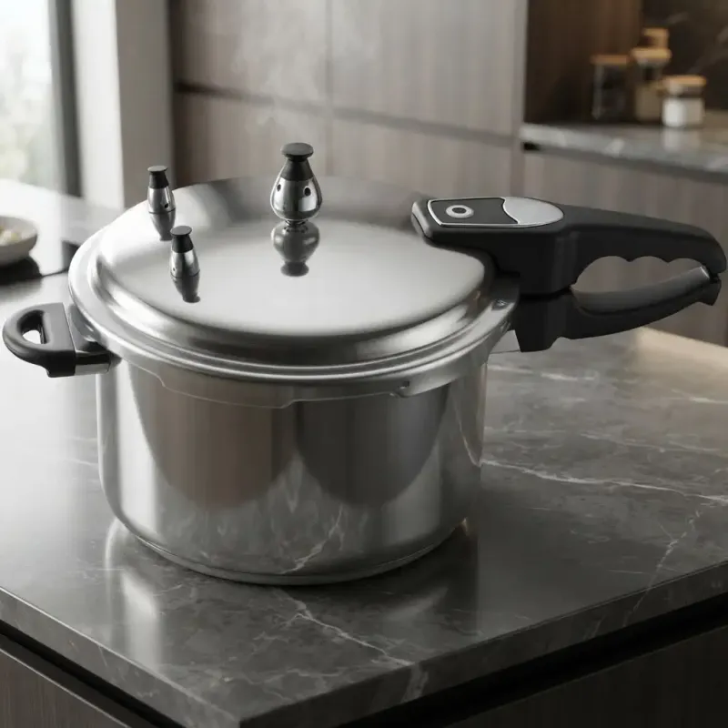 Brentwood Stovetop Pressure Cooker – 7.0L Aluminum Body, 3 Safety Valves, Dual-Grip Handles, Silver with Black Handles (BPC-110)