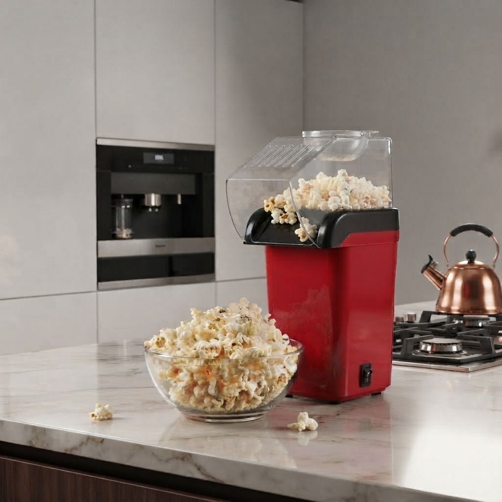 Brentwood 8-Cup Hot Air Popcorn Maker, Oil-Free Popping, 1,200W, Red (PC-486R)