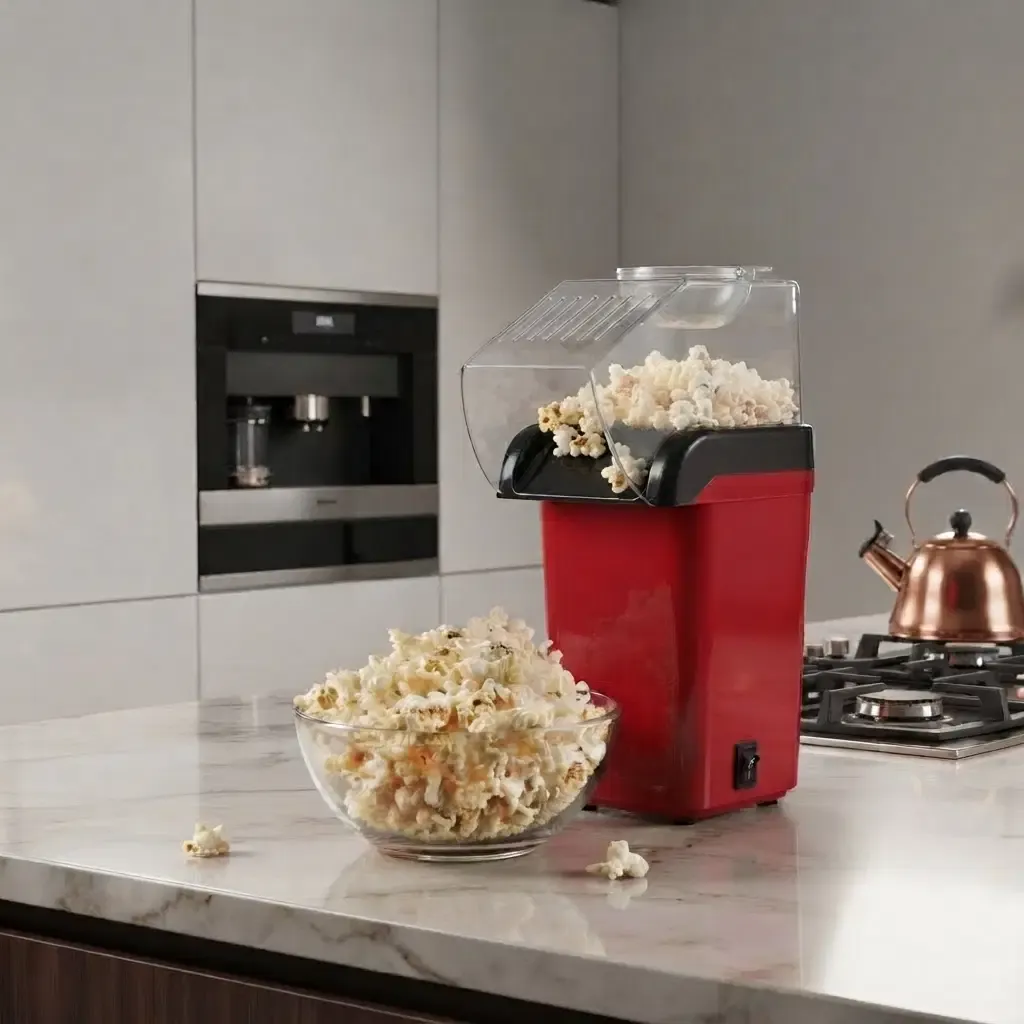 Brentwood 8-Cup Hot Air Popcorn Maker, Oil-Free Popping, 1,200W, Red (PC-486R)
