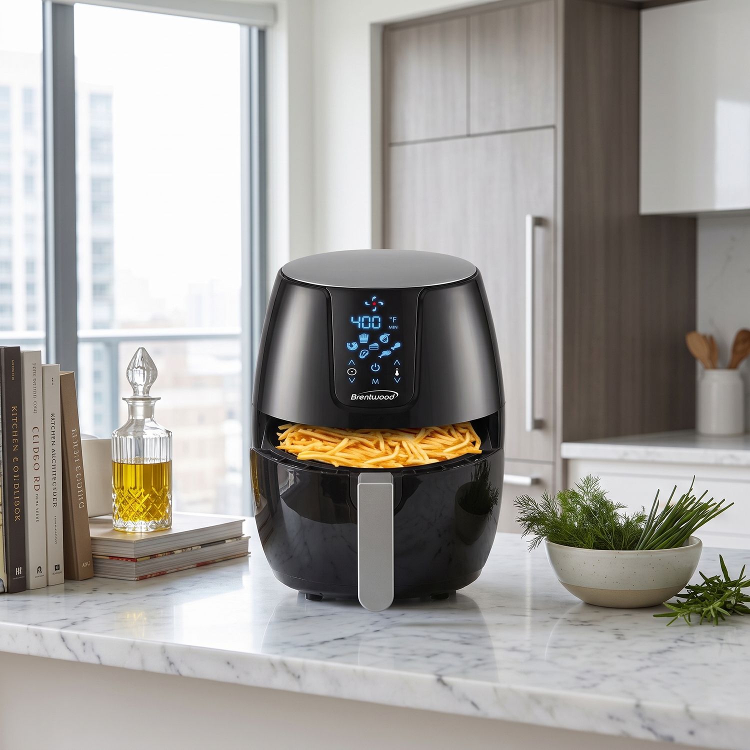 Brentwood Extra-Large Digital Air Fryer with Little to No Added Oil - 5 Qt / 4.5 L Capacity, 1400W, Digital Touch Control, Black (AF-500DBK)