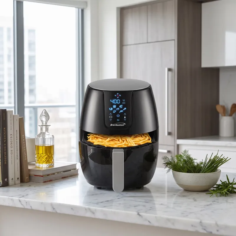 Brentwood Extra-Large Digital Air Fryer with Little to No Added Oil - 5 Qt / 4.5 L Capacity, 1400W, Digital Touch Control, Black (AF-500DBK)