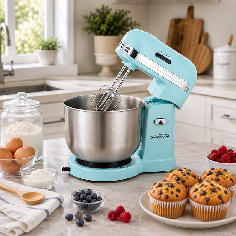 BRENTWOOD  3 QT Retro stand Mixer in Blue