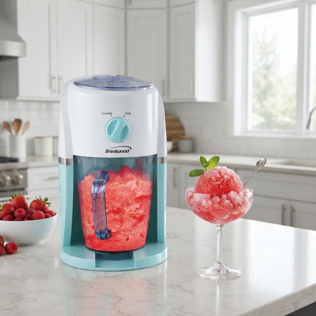 Brentwood Margarita and Frozen Drink Machine, 45-Watt, 35 oz Reusable Pitcher, Coarse/Fine Ice Settings, Blue (TS-1425BL)