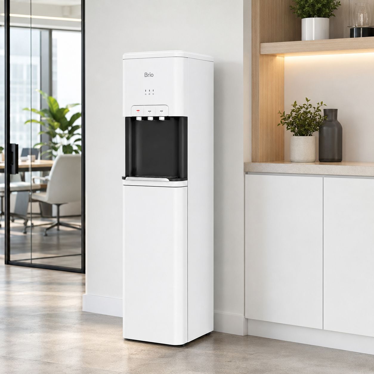 Brio 600 Slim Series Bottom Load Water Cooler with Hot, Cold, and Room-Temperature Dispensing, Slim 11.8" Design, White (CLBL620WHT)