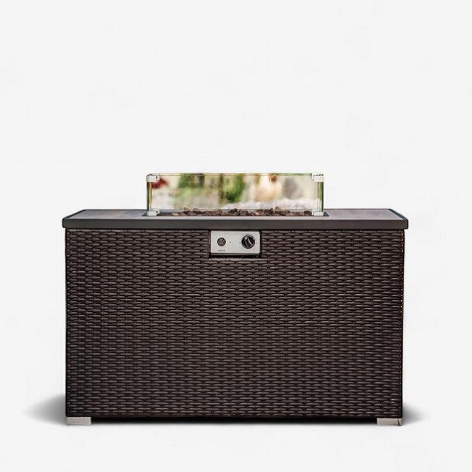 NESTL 43" Fire Pit Table with Glass Wind Guard Lid 50000BTU