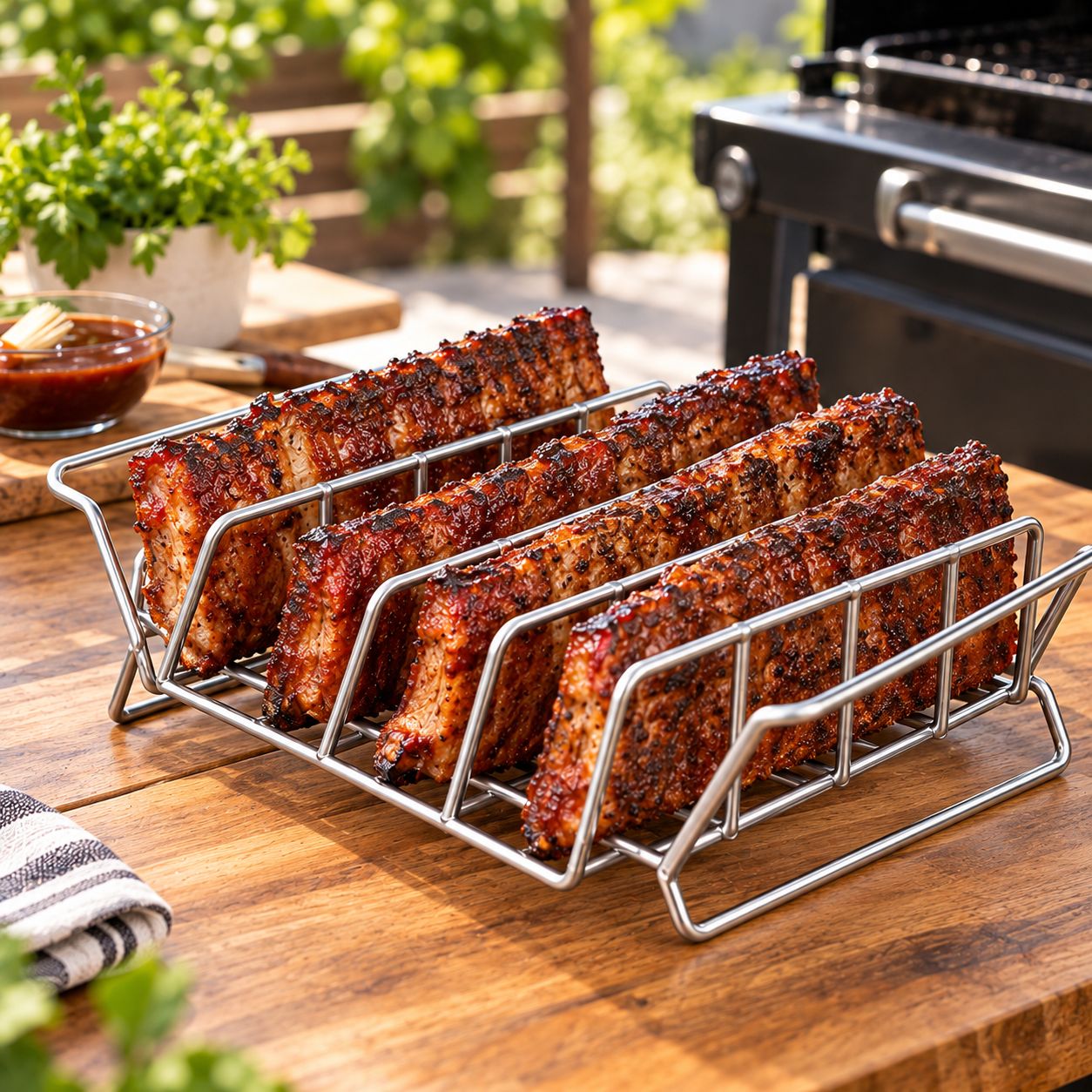CHAR-BROIL Grill+ Reversible Stainless Steel Rib &amp; Roast Rack, Holds Up to 6 Rib Racks, Model 1944364R04