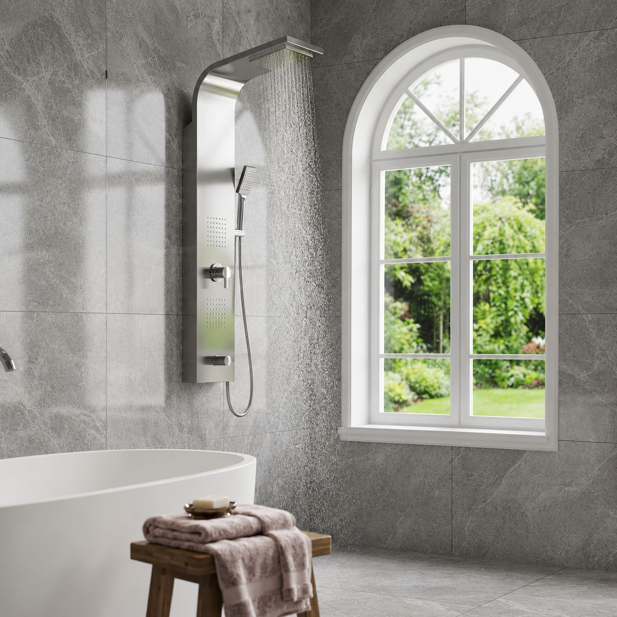 Costway Stainless Steel Shower Panel with Hand Shower