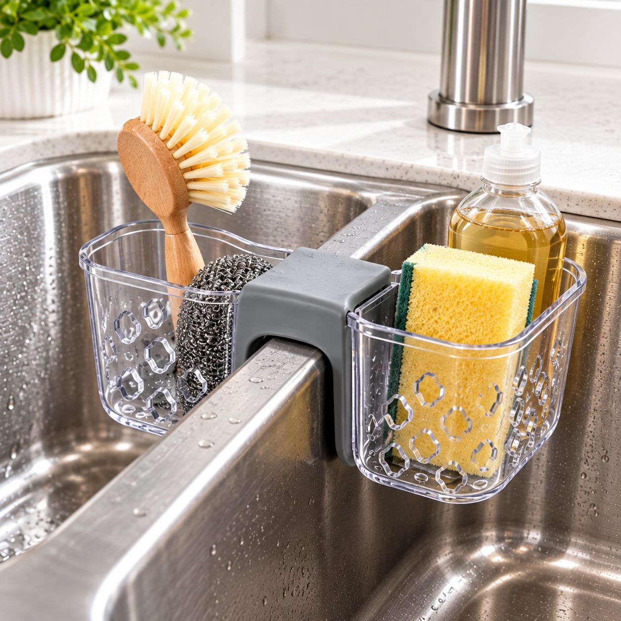 SPECTRUM CORA SPONGE &amp; BRUSH SINK SADDLE – MODEL 07615 – KITCHEN SINK ORGANIZER