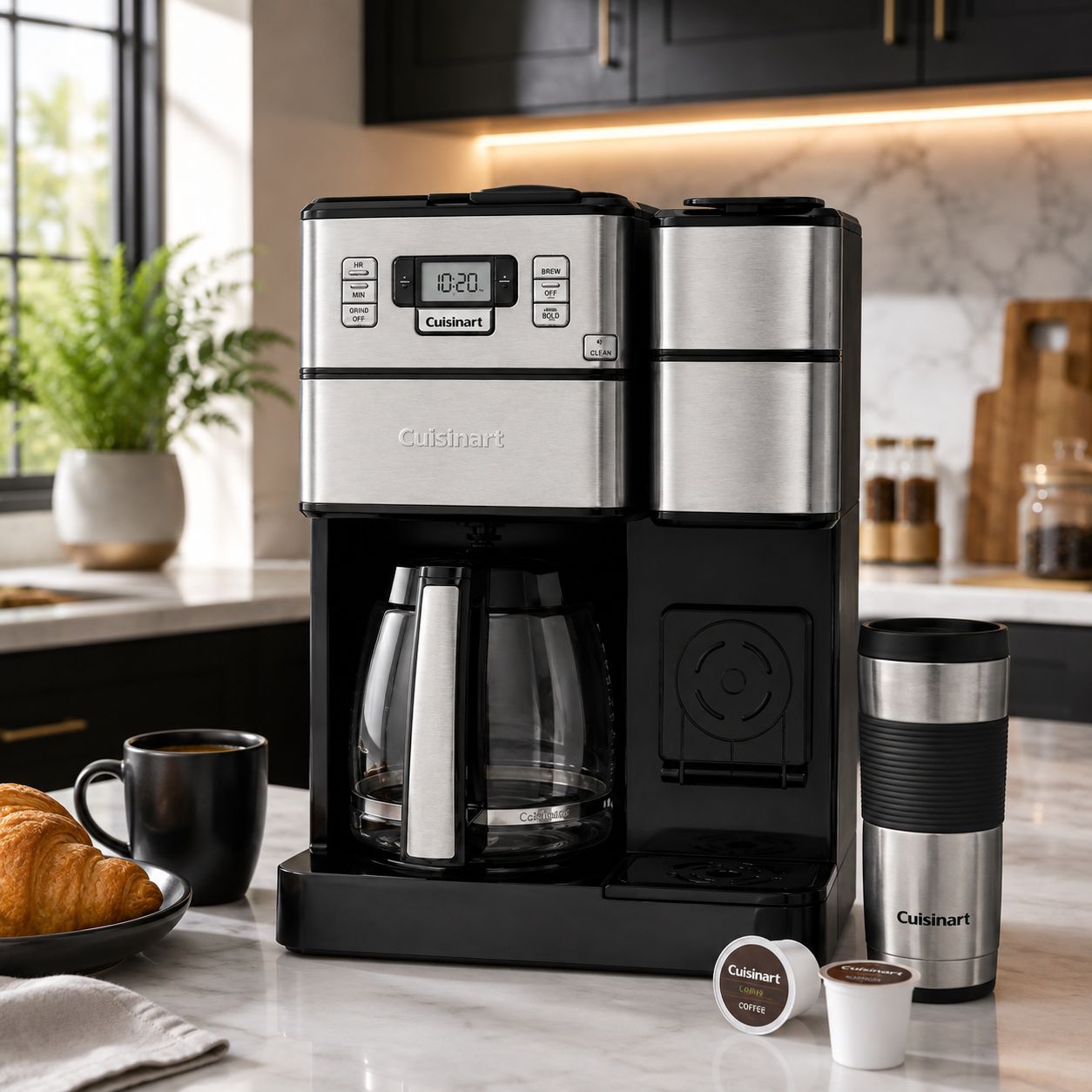 Cuisinart Combo 12 Cup and Single-Serve Grind &amp; Brew Coffee Center - SS and Black - SS-GB1