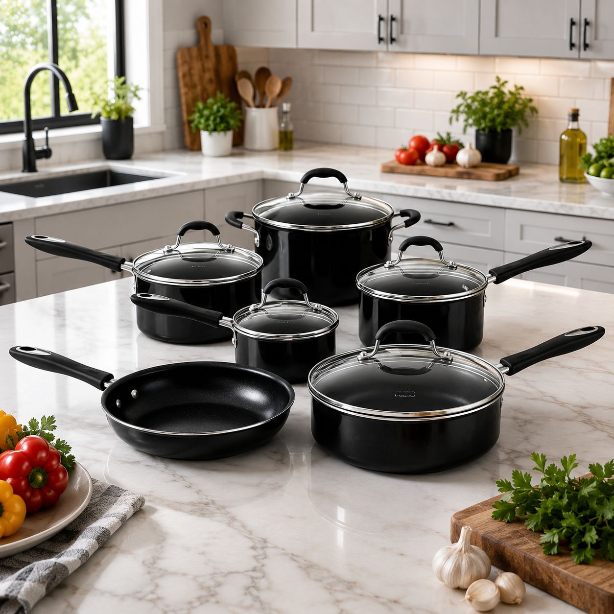 Cuisinart 11-Piece Nonstick Cookware Set, Black, 55-11BK
